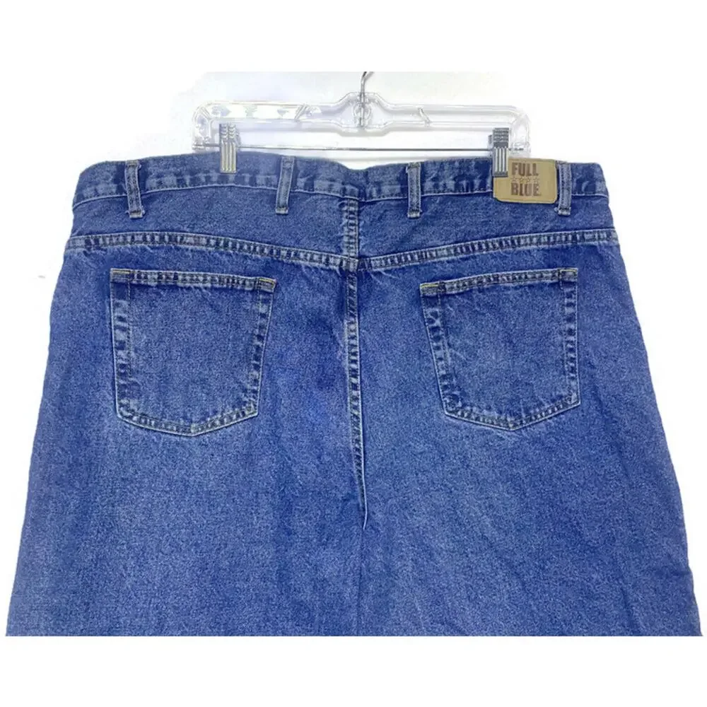 Full Blue Jeans Men's 46x32 Straight Fit 100% Cotton Medium Blue Denim